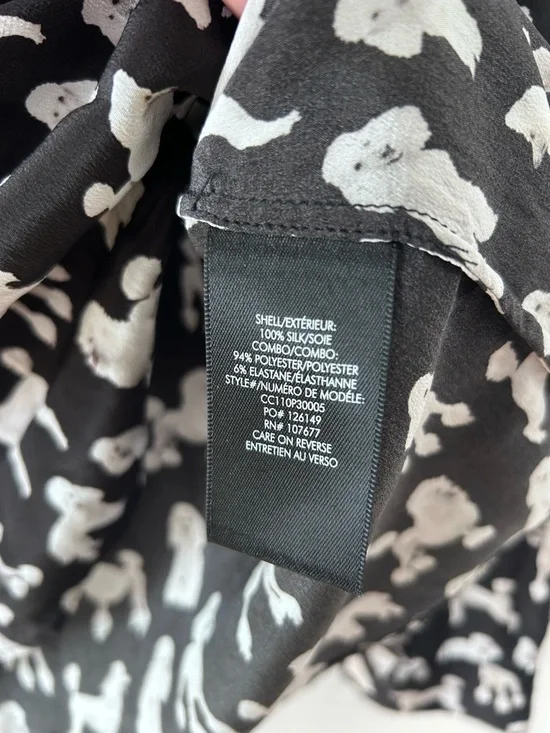 ALICE + OLIVIA 100% Silk Poodle-Print Button Front Shirt | Medium, can fit Small - Picture 5 of 10
